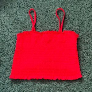 Red Ruffled Tank Top